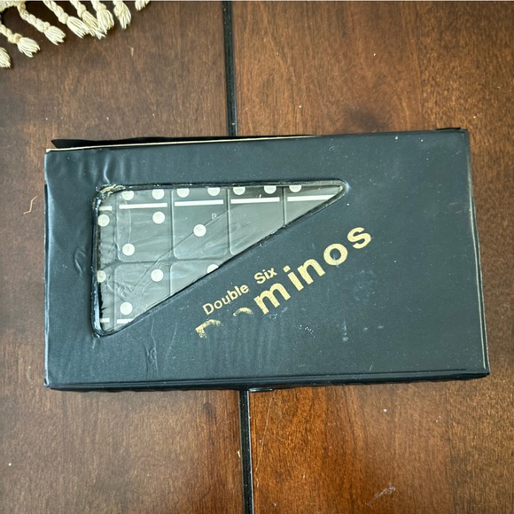 Vintage DOUBLE 6 Dominoes Black tiles with white dots in black vinyl case - Picture 3 of 6